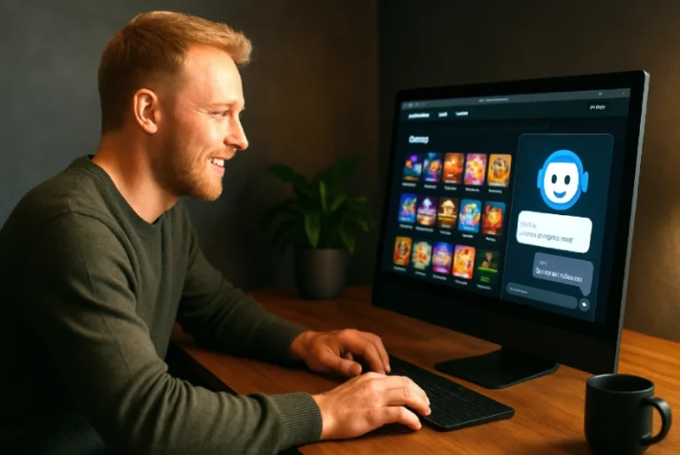 man som kollar casinospel